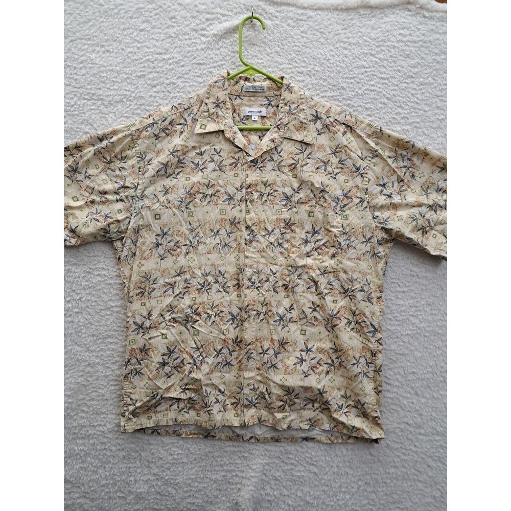 Pierre Cardin Hawaiian Shirt 100% Cotton XL Button Up Short Sleeve